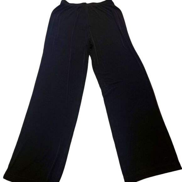 PALAZZO Pants Wide Leg Black Flowing Sheen Stretchy‎ Size S-L - Picture 6 of 7